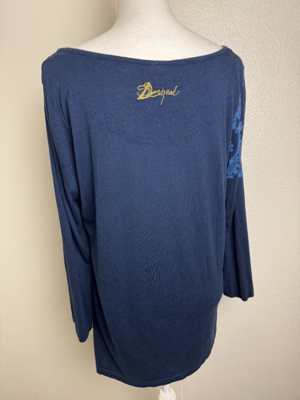 Desigual Long Sleeve Navy Tunic Blouse Mandala Viscose Cotton - Picture 10 of 13